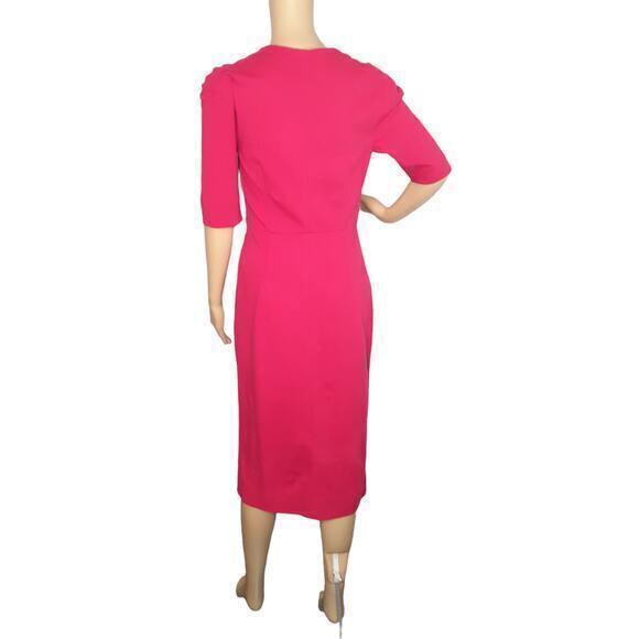 Diane Von Furstenberg Midi Dress Size 6 DVF‎ Flattering Stretch Sheath Pink - Picture 2 of 9
